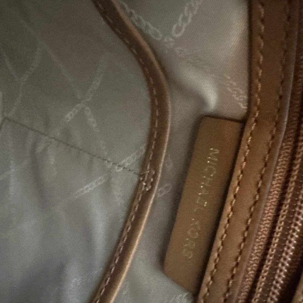 Michael Kors Brown Monogram Leather Sinclair Large Studded Tote